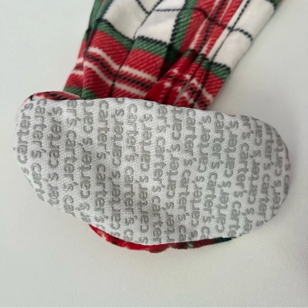 Carter's Red and White Plaid Footed One Piece Pajama Size 4T